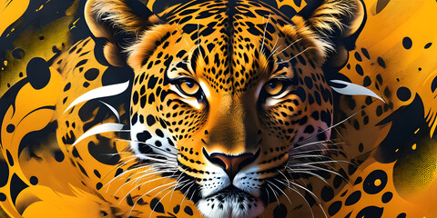 Leopard animal cinematic face,digital art,illustration,Design,vector,art