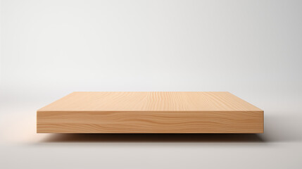 Minimalistic wooden floating board mockup for product presentation on white background.