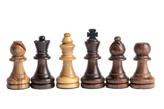 A set of chess pieces on transparent background