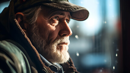 A old man in a contemplative mode, - obrazy, fototapety, plakaty