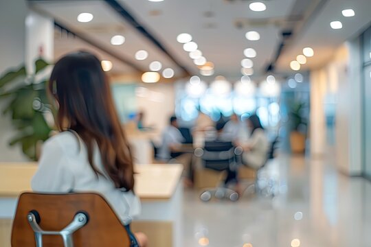 Business office with blurred people,  bokeh background