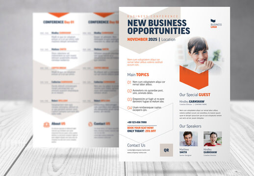 Business Conference Agenda and Program Flyer 