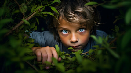 Child displaying curiosity while exploring, - Powered by Adobe