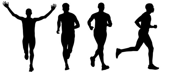 Silhouettes, Running Men Silhouettes, Athletic, Collection, Sport Silhouette, Sprint, Run, Sprinter, Lifestyle, Marathon, Win, Isolated