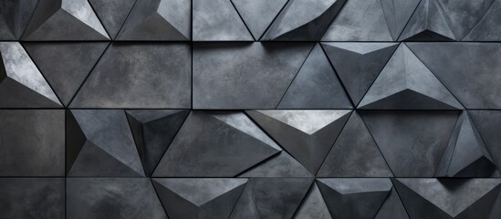 Pattern with various geometric shapes on a gray stone wall backdrop