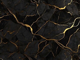 Texture of Black Marble with Gold Veins, Generative AI 