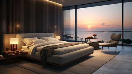Experience the comfort of the Smart Home 3D Model's bedroom,