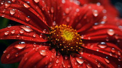 Exquisite water droplets on a flower petal after a rain shower,
