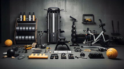 Fitness equipment arranged in a dynamic layout,