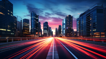 Obraz premium Lively images of a vibrant cityscape at dusk,