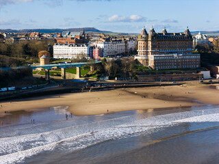 Aerial shot of Scarborough, South Bay North Yorkshire