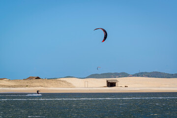 Kitesurfing on Barra do Cunhaú beach, Canguaretama, near Natal, Rio Grande do Norte, Brazil, on 31 and 3 March 2013.