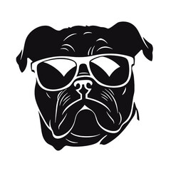 Vector silhouette of a boxer dog on a white background.