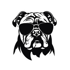 Vector silhouette of a boxer dog on a white background.