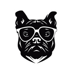 Vector silhouette of a boxer dog on a white background.