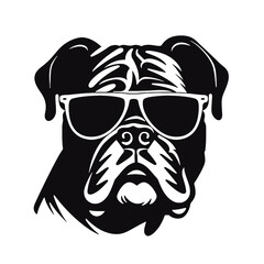 Vector silhouette of a boxer dog on a white background.