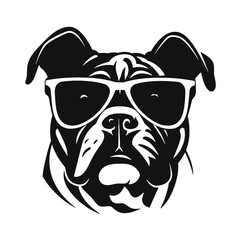 Vector silhouette of a boxer dog on a white background.
