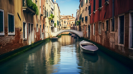 Fototapeta na wymiar Serene canals winding through the historic streets of Venice, Italy,