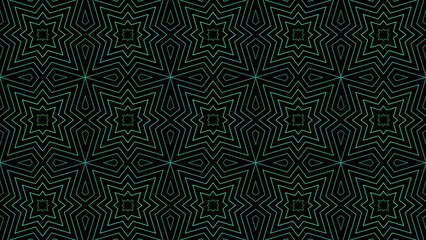 Animation of an expanding octagonal star. Kaleidoscope Mandala background or wallpaper on black background.  Seamless looping video animation.