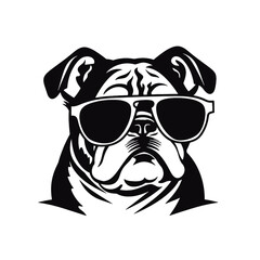 Vector silhouette of a boxer dog on a white background.