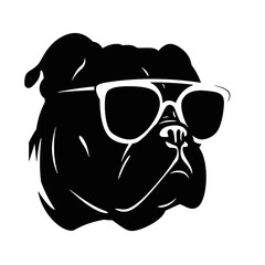 Vector silhouette of a boxer dog on a white background.