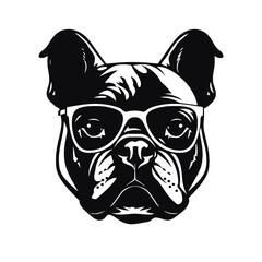 Vector silhouette of a boxer dog on a white background.