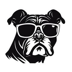 Vector silhouette of a boxer dog on a white background.