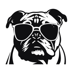 silhouette portrait of a bulldog 