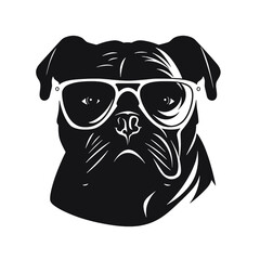 bulldog head flat illustration