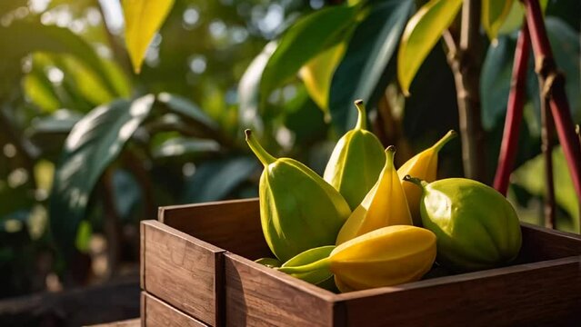 carambola in a box in nature