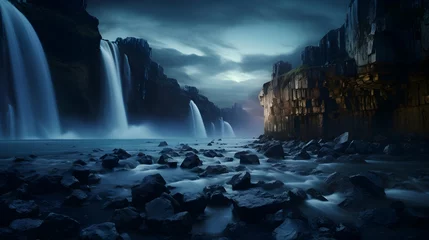 Deurstickers The surreal landscapes of Iceland, featuring cascading waterfalls, © Visual Aurora