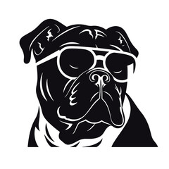 bulldog head flat illustration