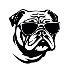 bulldog head flat illustration