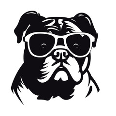 bulldog head flat illustration