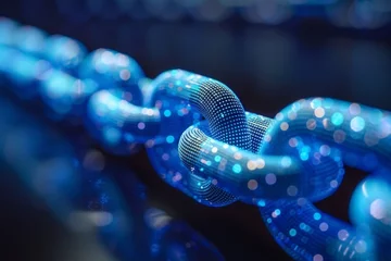 Foto op Plexiglas AI in blockchain analysis bright blue chains © Naret
