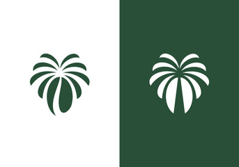 creative coffee bean with palm tree logo symbol design