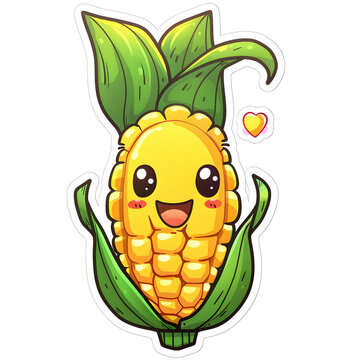 Fresh corn illustrator cartoon isolated on a transparent background