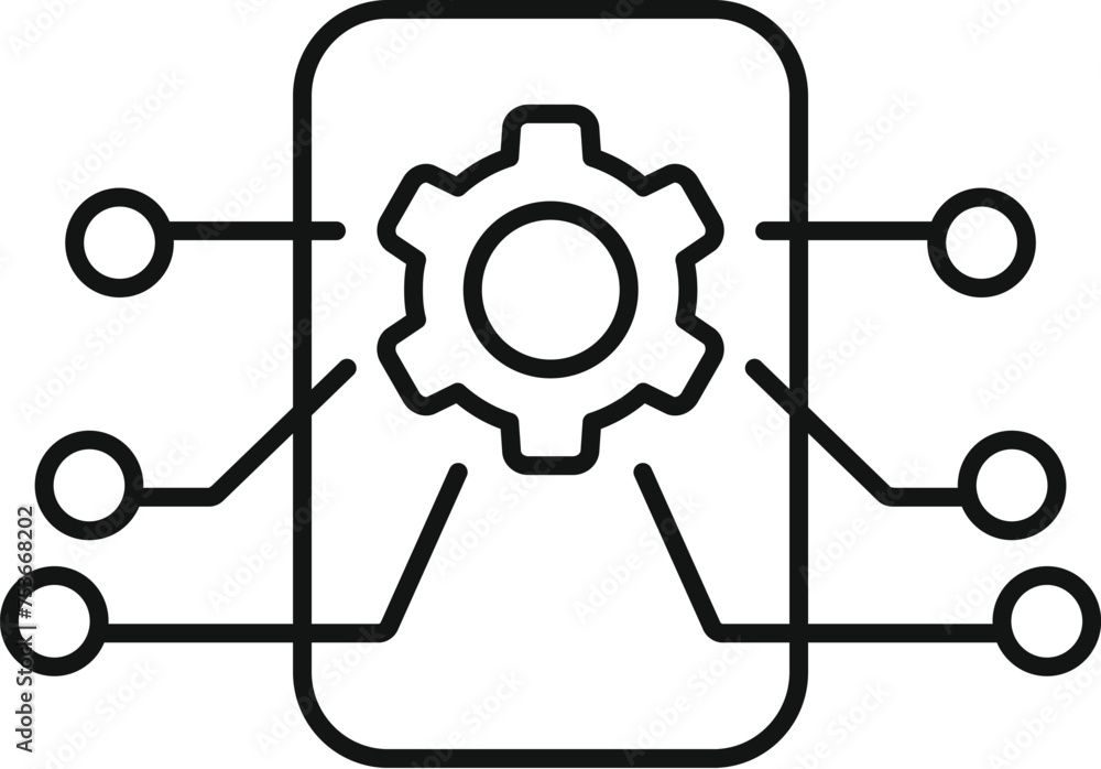 Aufkleber cog overview icon outline vector. memory dual machine. cog tech storage