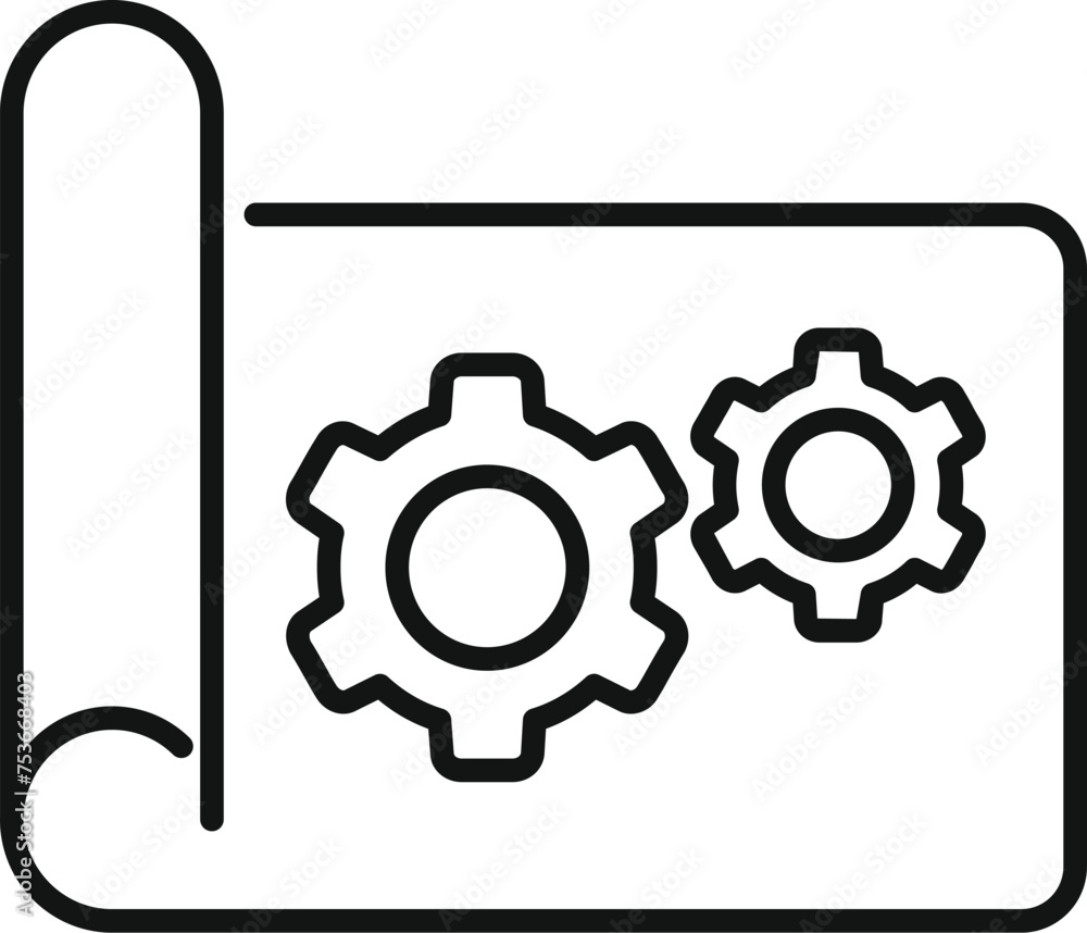 Aufkleber solitary tech cog icon outline vector. device capacity. tech storage access