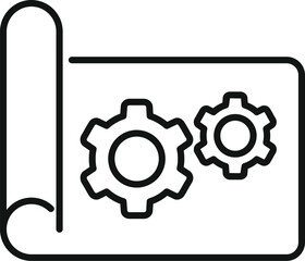 Solitary tech cog icon outline vector. Device capacity. Tech storage access