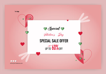 Happy Valentine's Day with 3d heart background. Vector illustration.  Wallpaper. flyers, invitations, posters, brochures, banners.