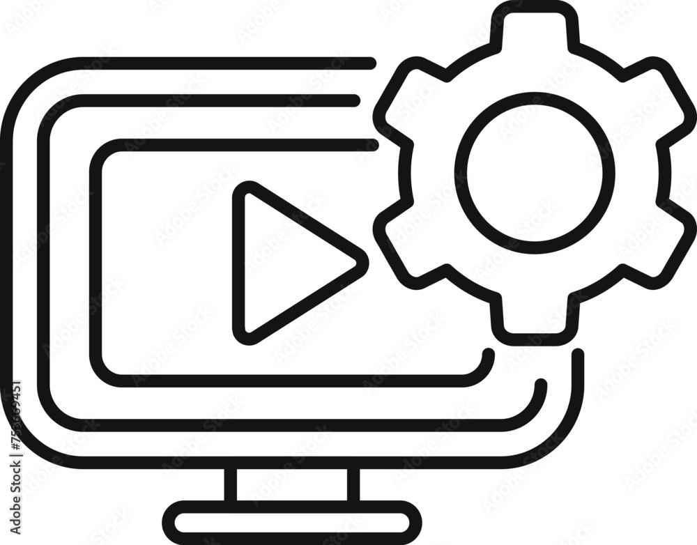 Aufkleber video game ram icon outline vector. mobile machine tech. cog data boost