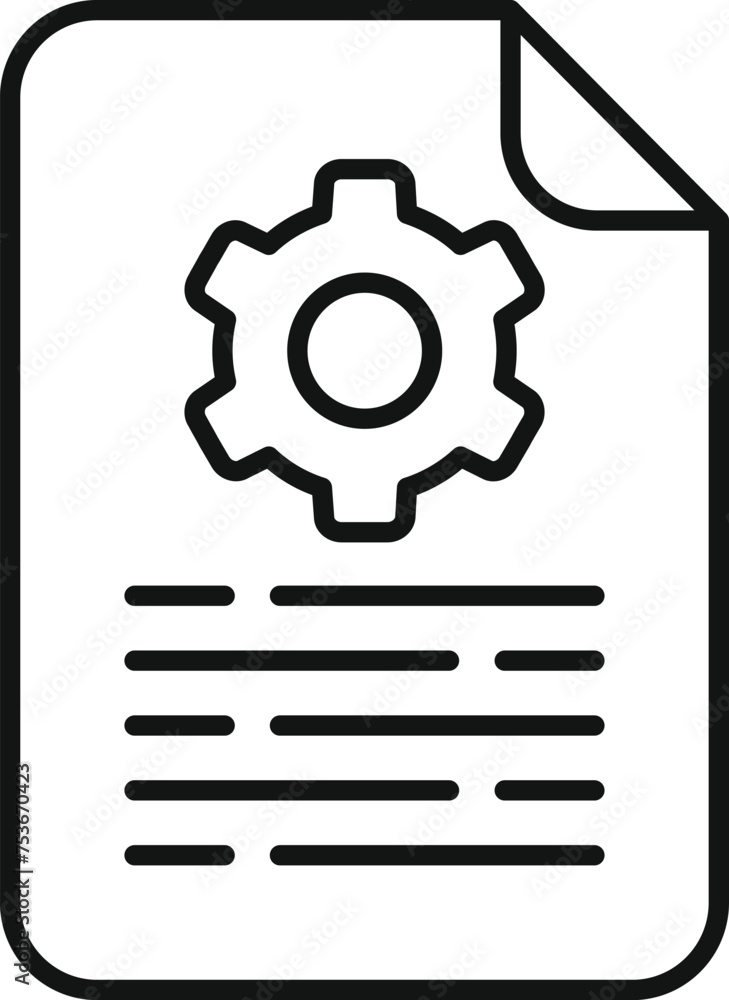 Poster paper gear cooperation icon outline vector. machine tech cog. module power
