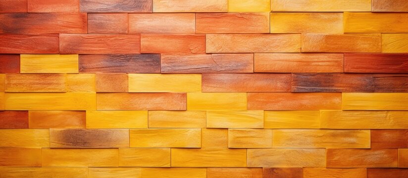 Abstract background of yellow and orange clinker tile design Multicolored home wall decoration with brick masonry shape Textured surface pattern for design or backdrop