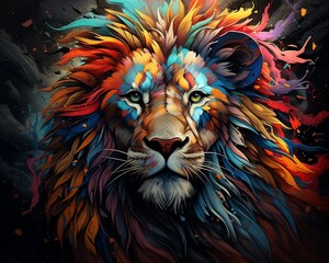 Majestic animals rendered in bold dusty colorful strokes on an abstract plane