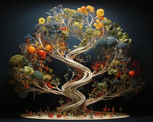 Imaginative portrayal of the genetic blueprint of food