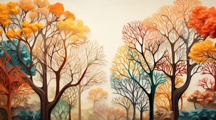 Whimsical visualization of lungs as trees in an abstract setting
