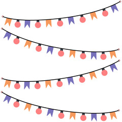 Vector party flags in pastel color palette isolated on white background. - obrazy, fototapety, plakaty