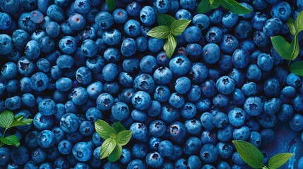 Beautiful organic background made of freshly picked blueberries - obrazy, fototapety, plakaty