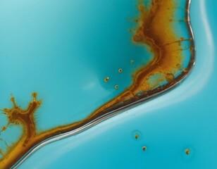 Turquoise abstraction with copper paints.